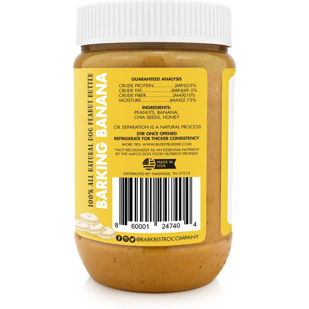 Buddy Budder - Dog Peanut Butter - Barkin' Banana  - 17 Oz jar