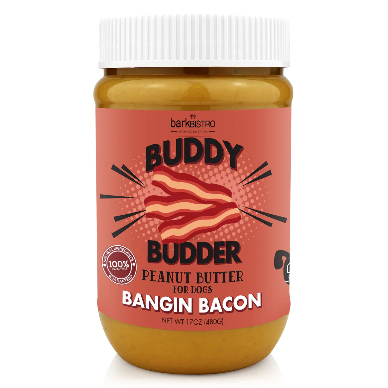 Buddy Budder - Dog Peanut Butter - Banging Bacon 17oz jar