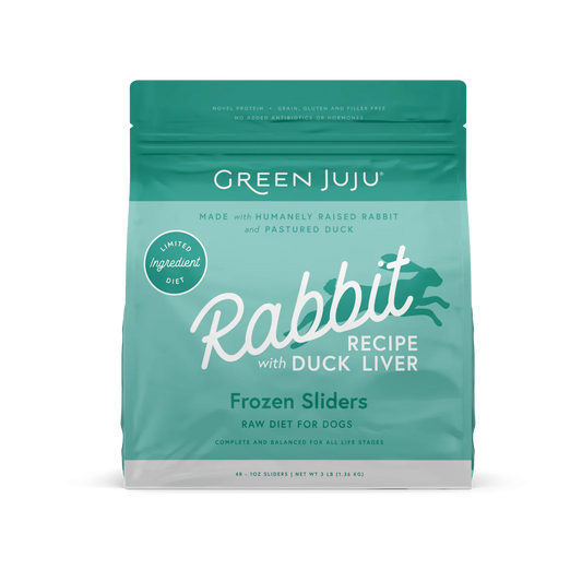 Green Juju: Frozen Raw Limited-Ingredient Diet Patties - Rabbit with Duck Liver