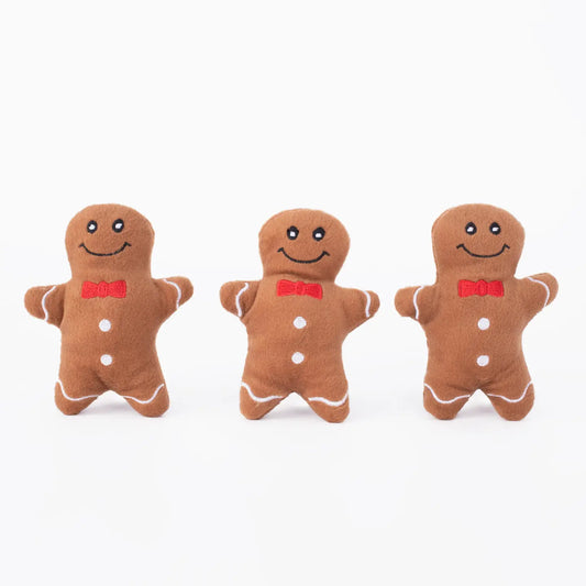 Zippypaws - Gingerbread Men Miniz (3-pack)