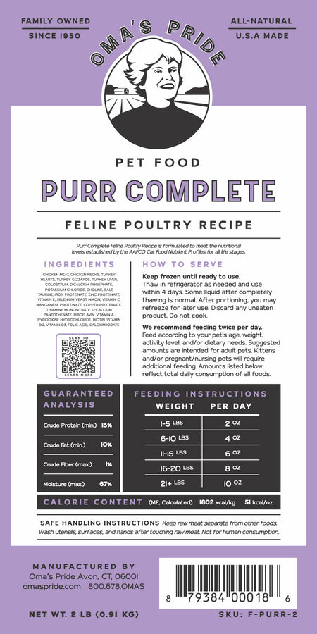 Oma's Pride Woof Complete Feline Poultry Recipe