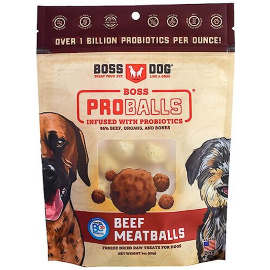 Boss Dog - Freeze Dried Probiotics Raw Beef Meatballs 3.Oz