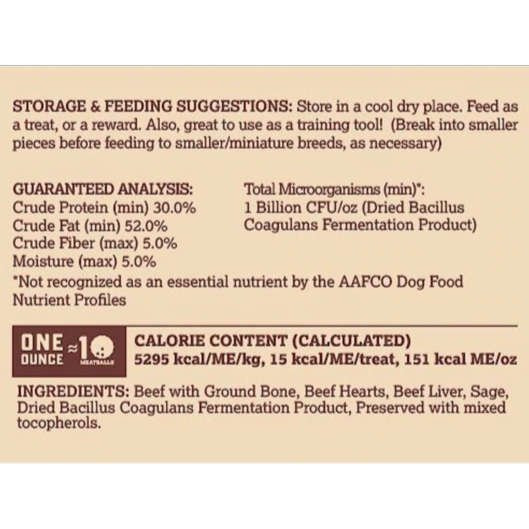 Boss Dog - Freeze Dried Probiotics Raw Beef Meatballs 3.Oz