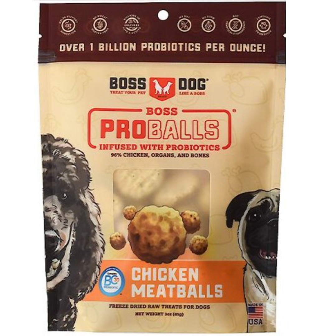 Boss Dog - Freeze Dried Probiotics Raw Chicken Balls 3.Oz